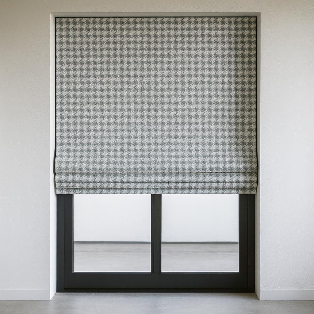 Houndstooth Roman Shade: Organic Cotton, Custom Corded Blind — image 5