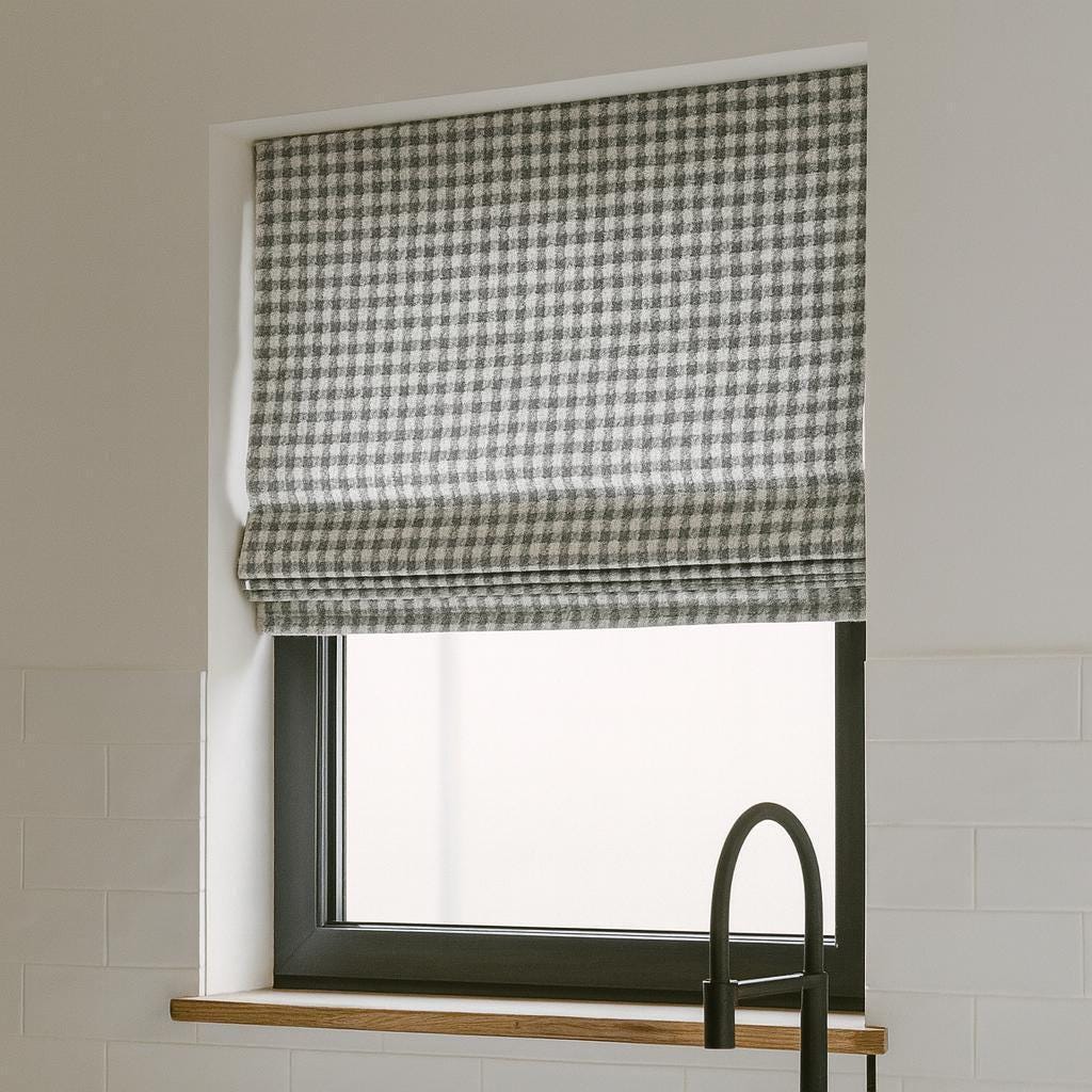 Houndstooth Roman Shade: Organic Cotton, Custom Corded Blind — image 7