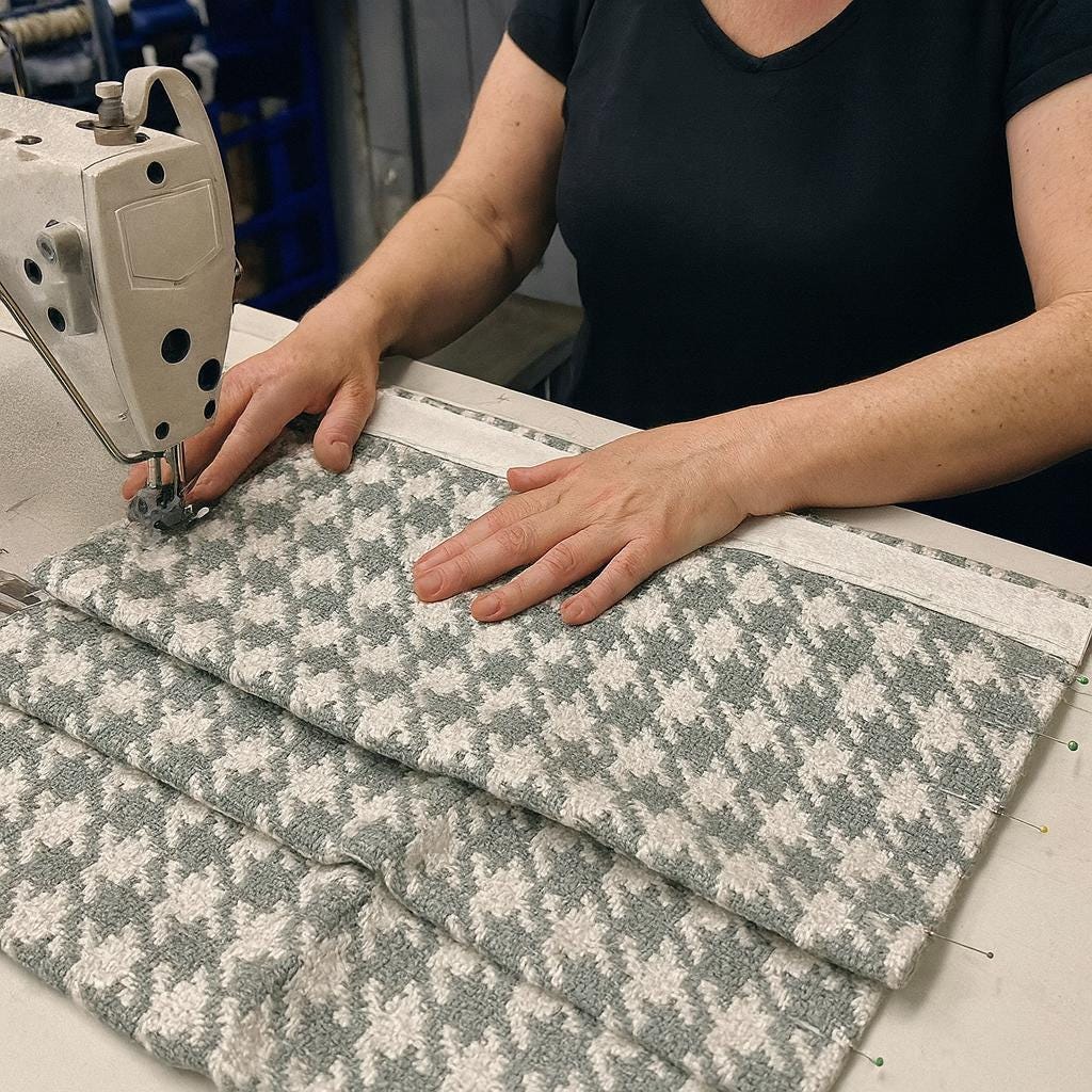 Houndstooth Roman Shade: Organic Cotton, Custom Corded Blind — image 8