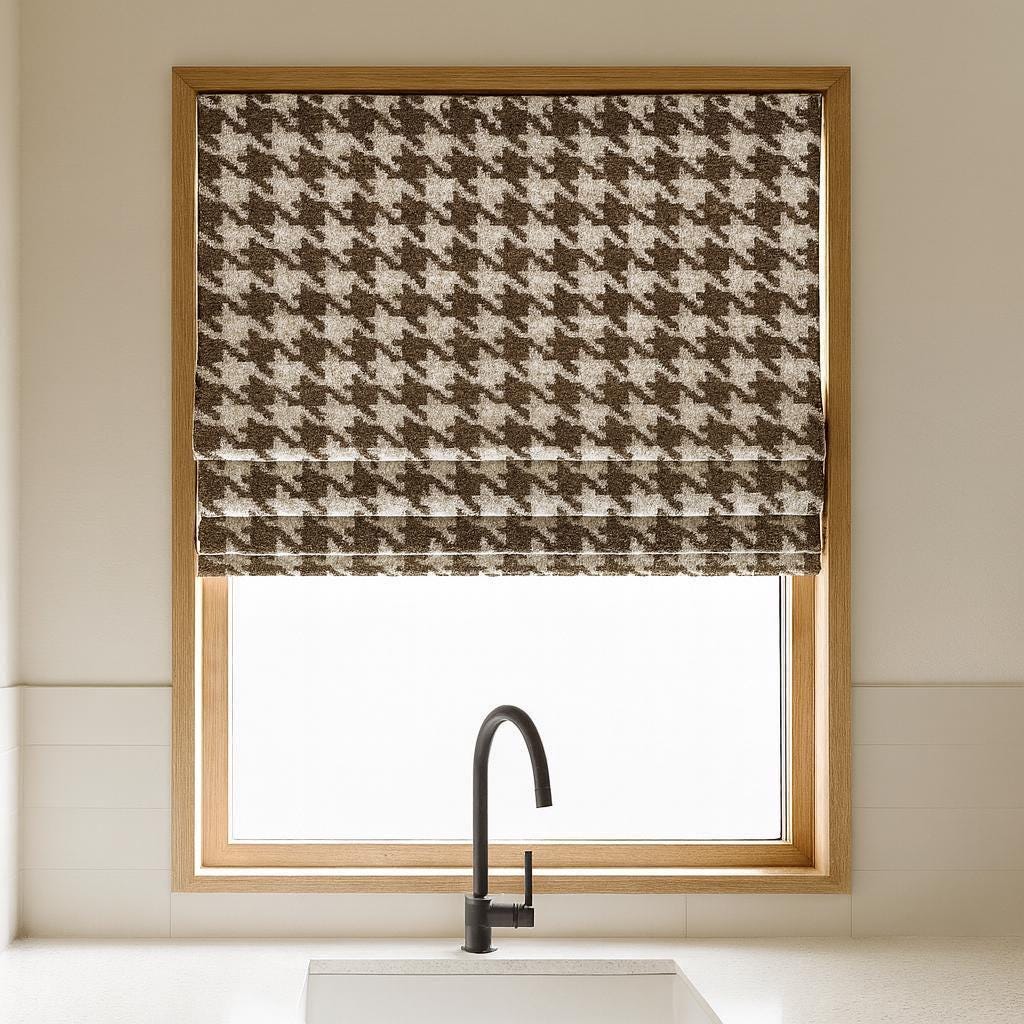 Houndstooth Roman Shade, Organic Cotton (Light-Filtering or Blackout) — image 3
