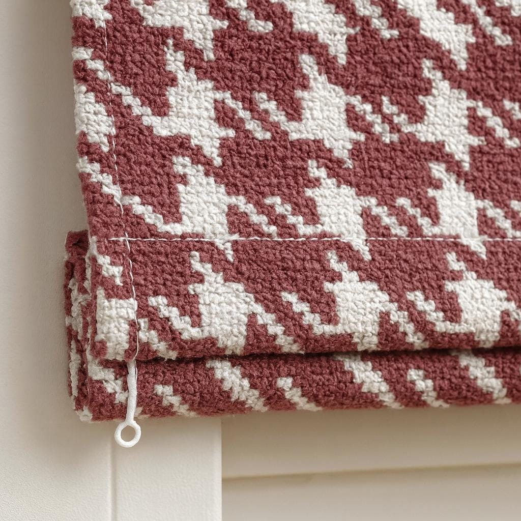 Burgundy Houndstooth Roman Shade: Organic Cotton, Blackout or Light-Filtering — image 5