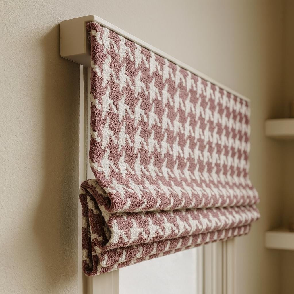 Burgundy Houndstooth Roman Shade: Organic Cotton, Blackout or Light-Filtering — image 7