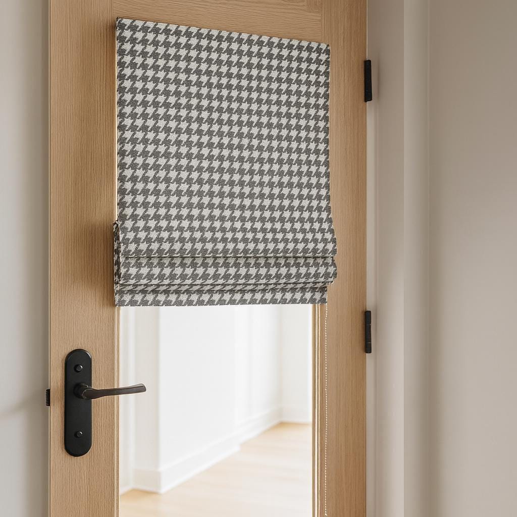 Houndstooth Roman Shade, Organic Cotton (Blackout or Light Filtering Liner) — image 2