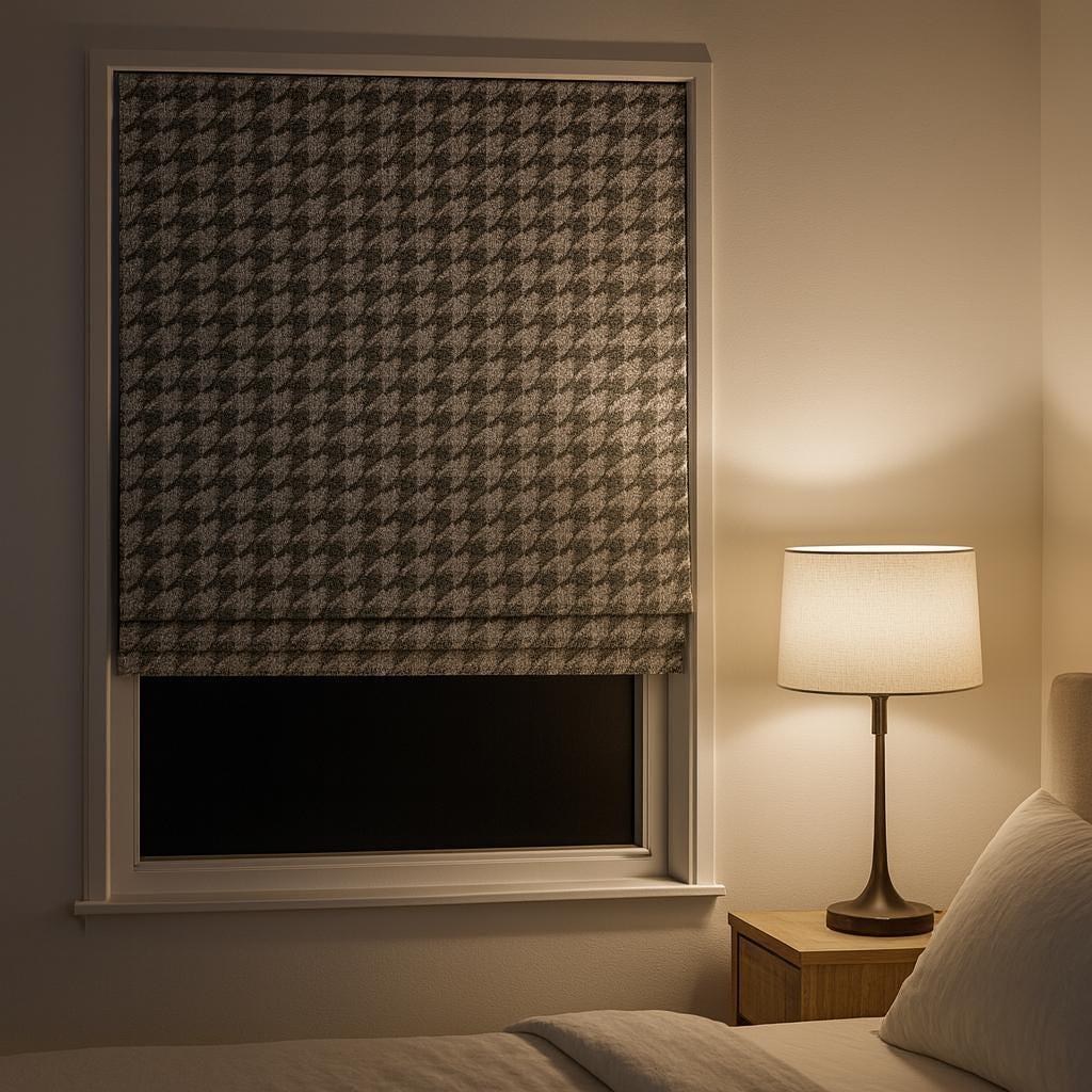 Houndstooth Roman Shade, Organic Cotton (Blackout or Light Filtering Liner) — image 5
