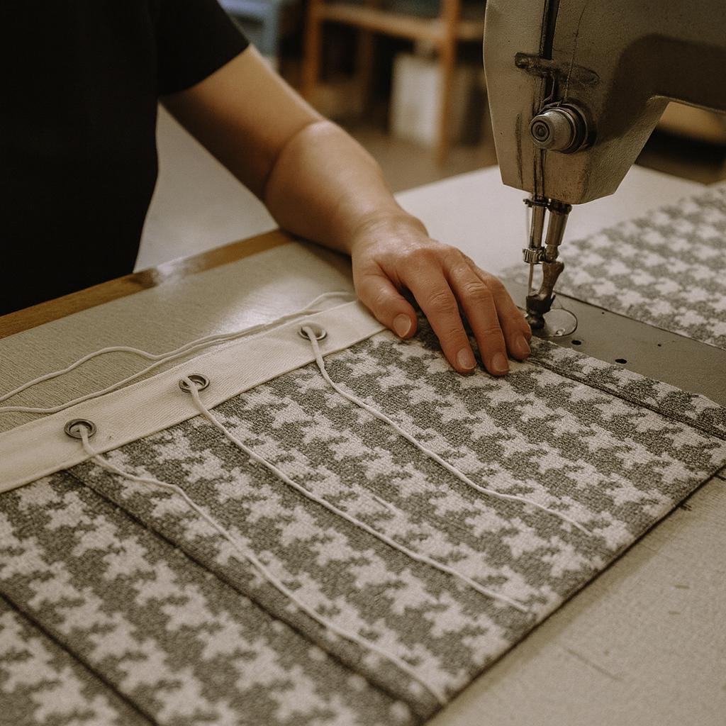 Houndstooth Roman Shade, Organic Cotton (Blackout or Light Filtering Liner) — image 6