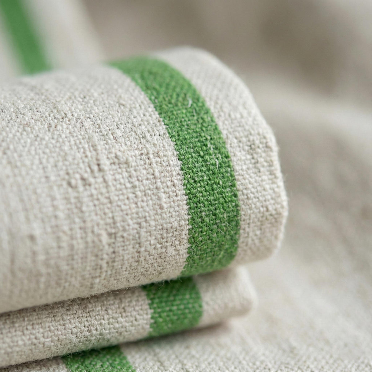 Green Stripe Linen Roman Shade, Custom Corded Blind, OEKO-TEX — image 5