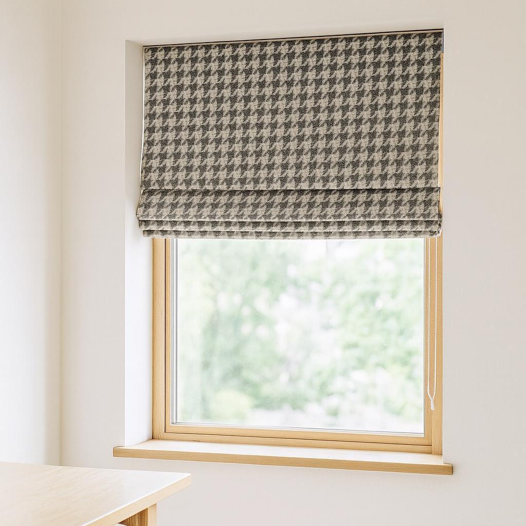 Houndstooth Roman Shade, Organic Cotton (Blackout or Light Filtering Liner) — image 7