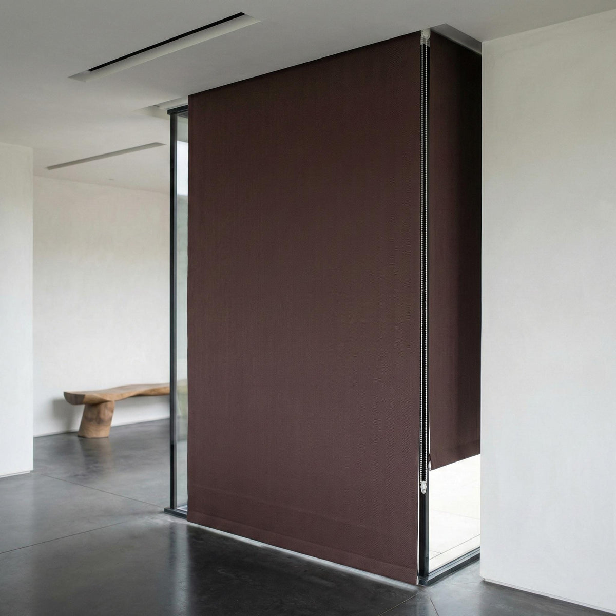 Chocolate Brown Linen Herringbone Roman Shade, Custom Corded Blind, OEKO-TEX Liner — image 8