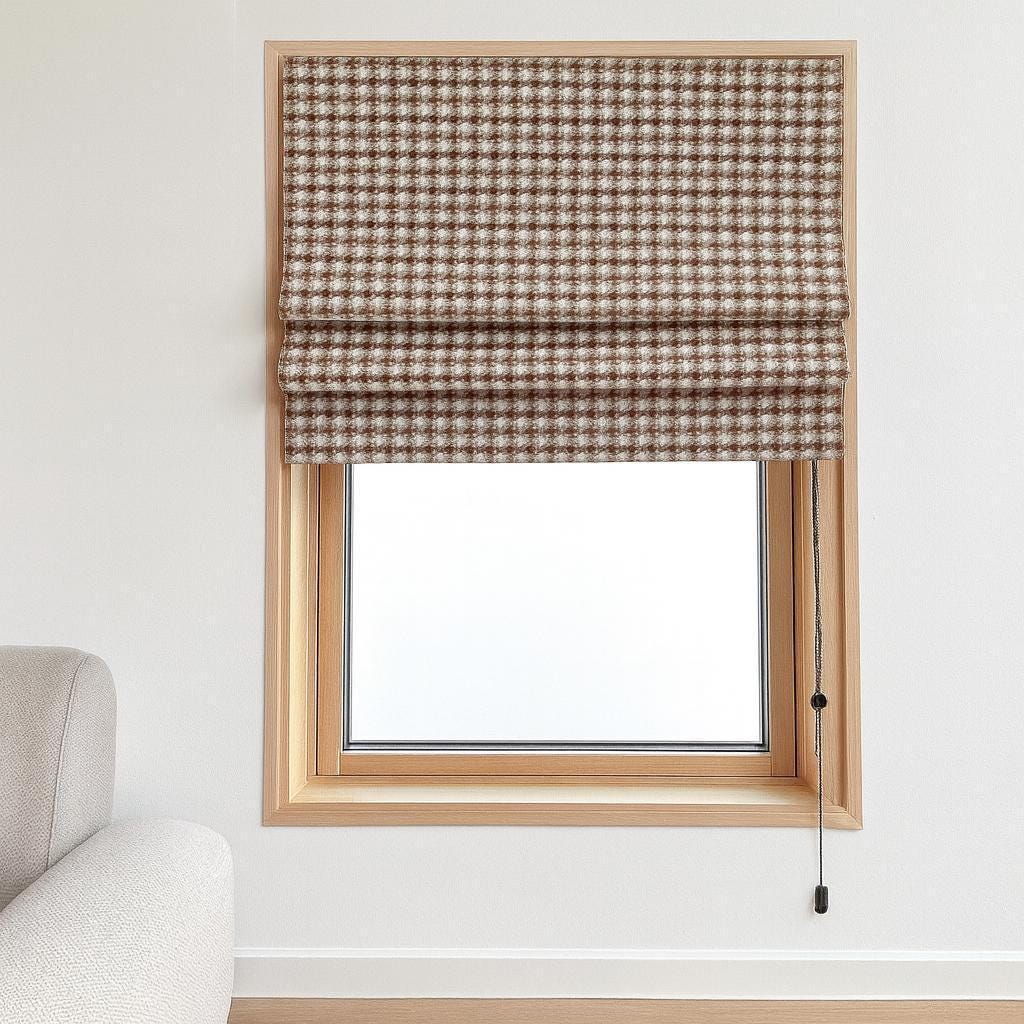 Custom Houndstooth Roman Shade: Organic Cotton, Blackout or Light-Filtering — image 3