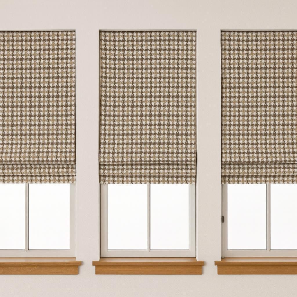 Custom Houndstooth Roman Shade: Organic Cotton, Blackout or Light-Filtering — image 6