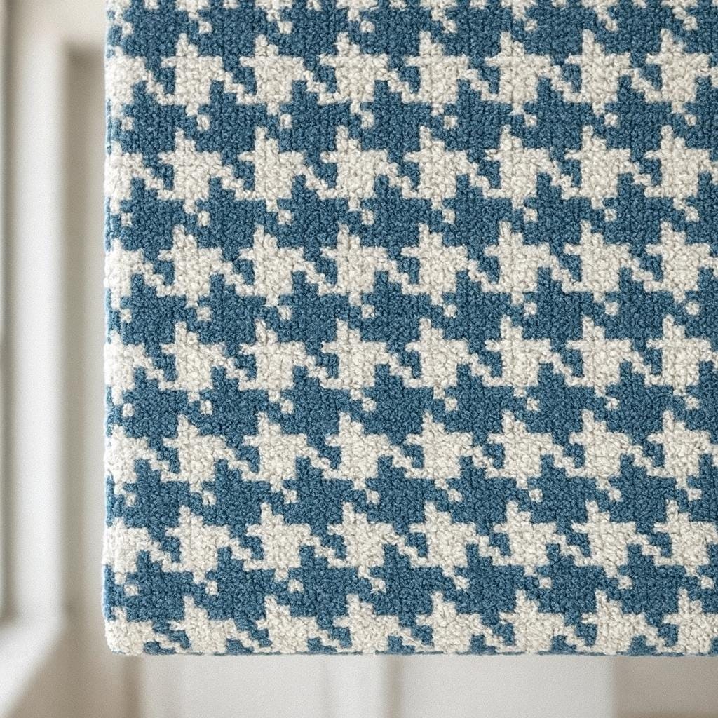 Houndstooth Roman Shade, Organic Cotton, Blue & White (Custom Size) — image 3