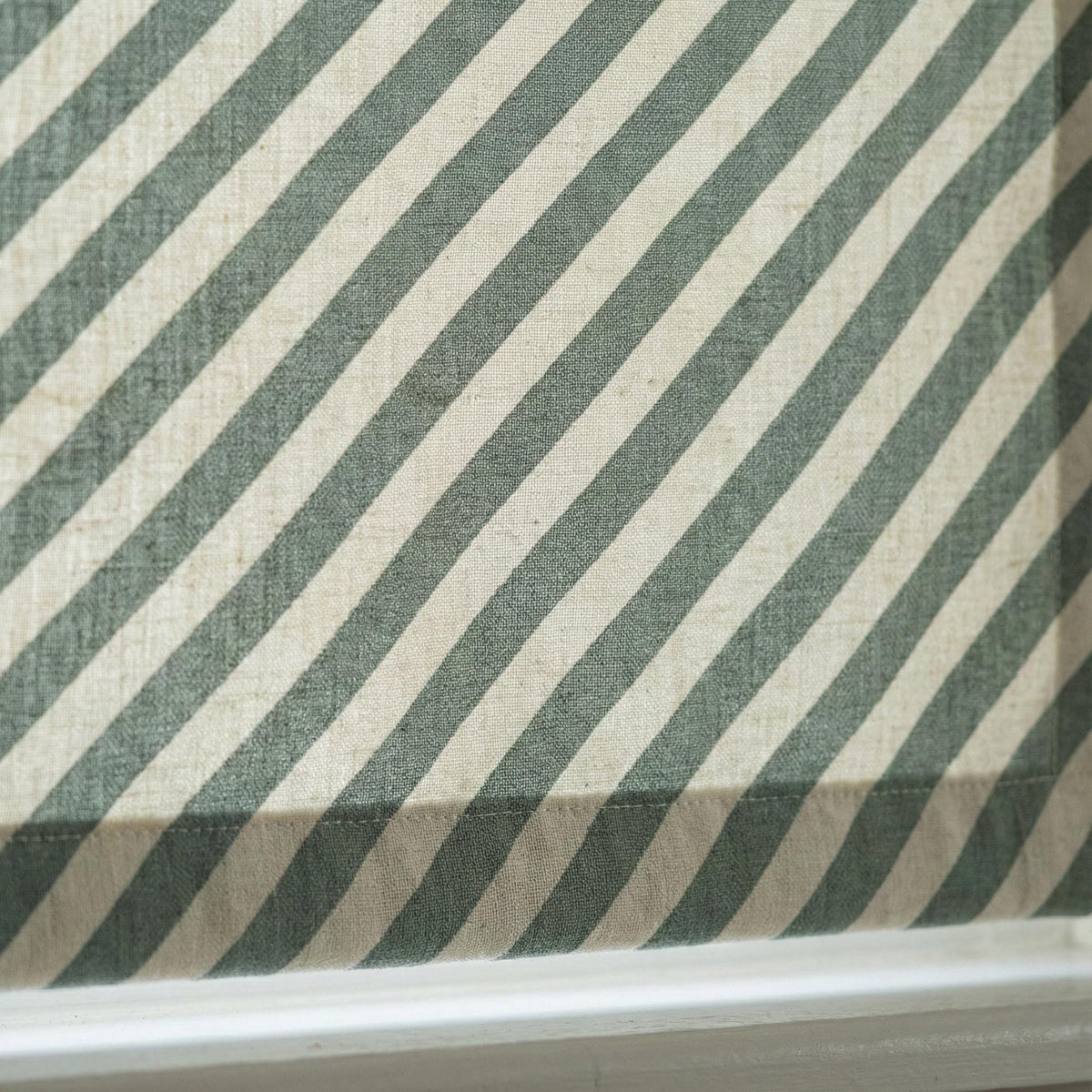 Blue Stripe Linen Roman Shade, Custom Corded Window Blind — image 4