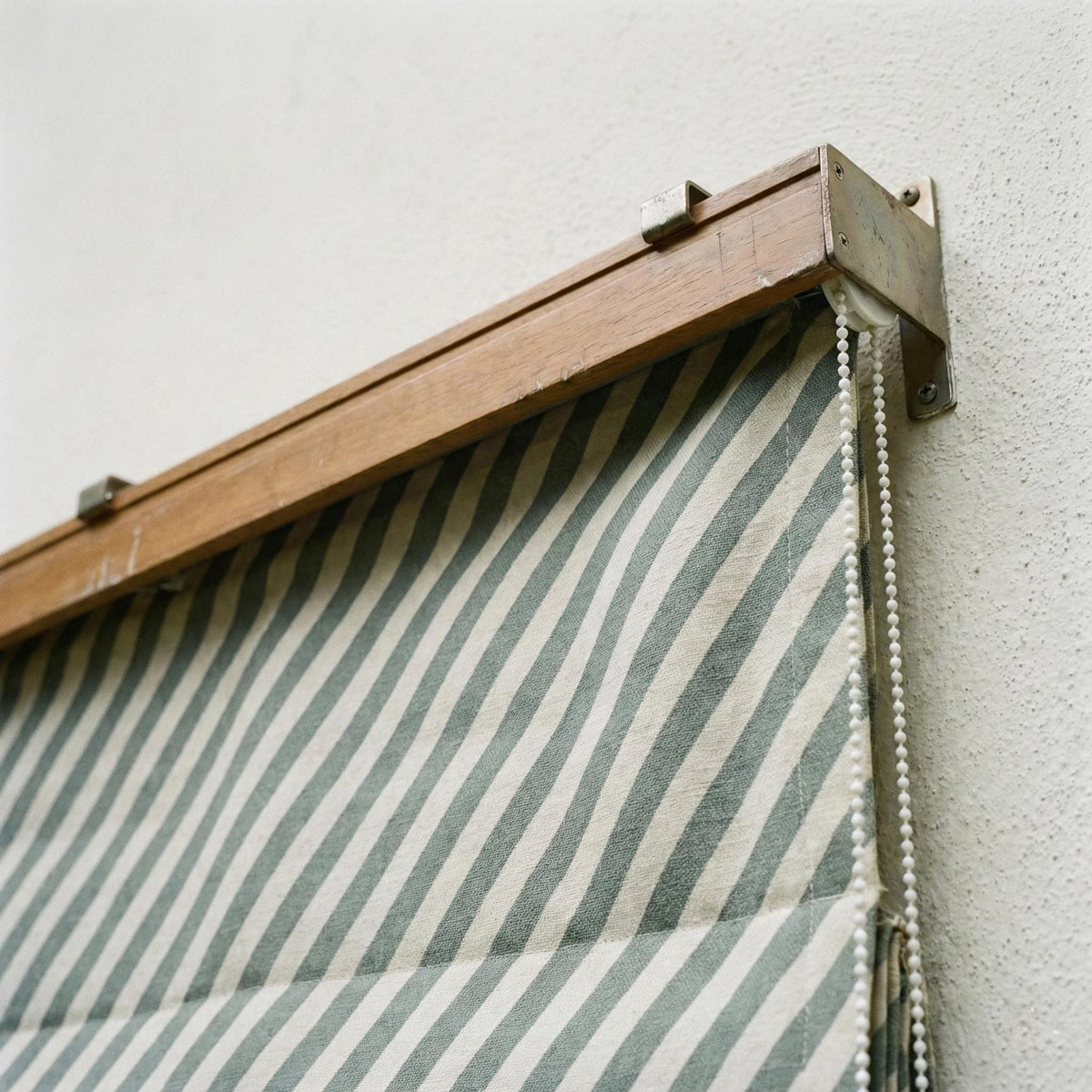 Blue Stripe Linen Roman Shade, Custom Corded Window Blind — image 5