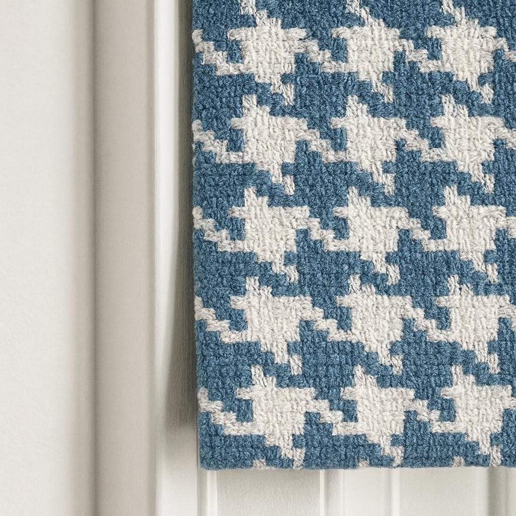 Houndstooth Roman Shade, Organic Cotton, Blue & White (Custom Size) — image 6
