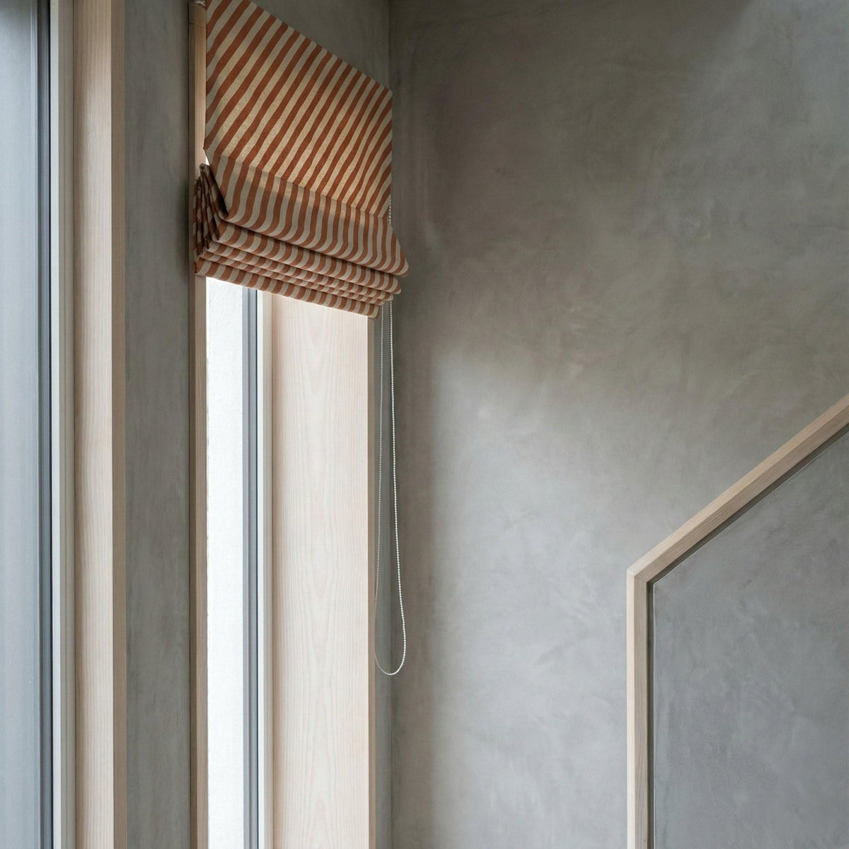 Terracotta Stripe Linen Roman Shade, Custom Corded Window Blind — image 6