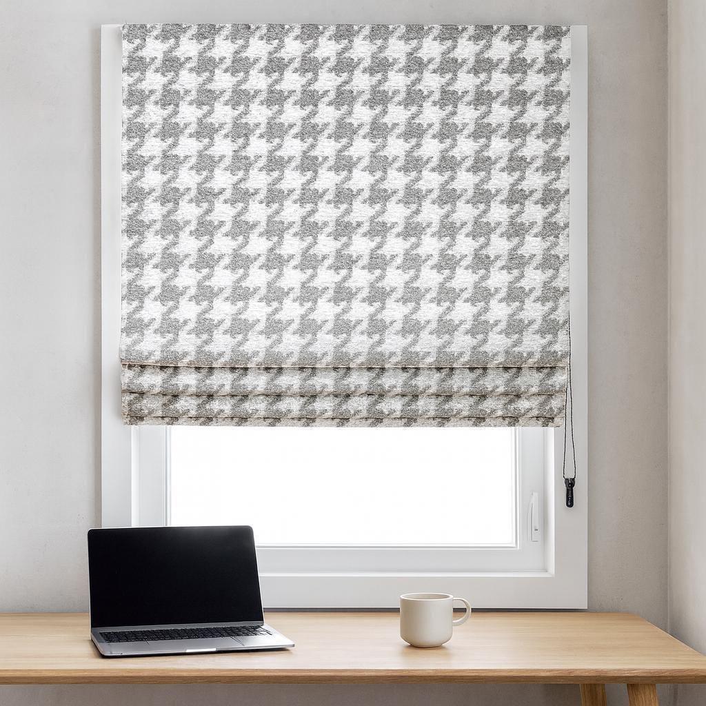 Houndstooth Roman Shade, Organic Cotton (Light-Filtering or Blackout Liner) — image 1