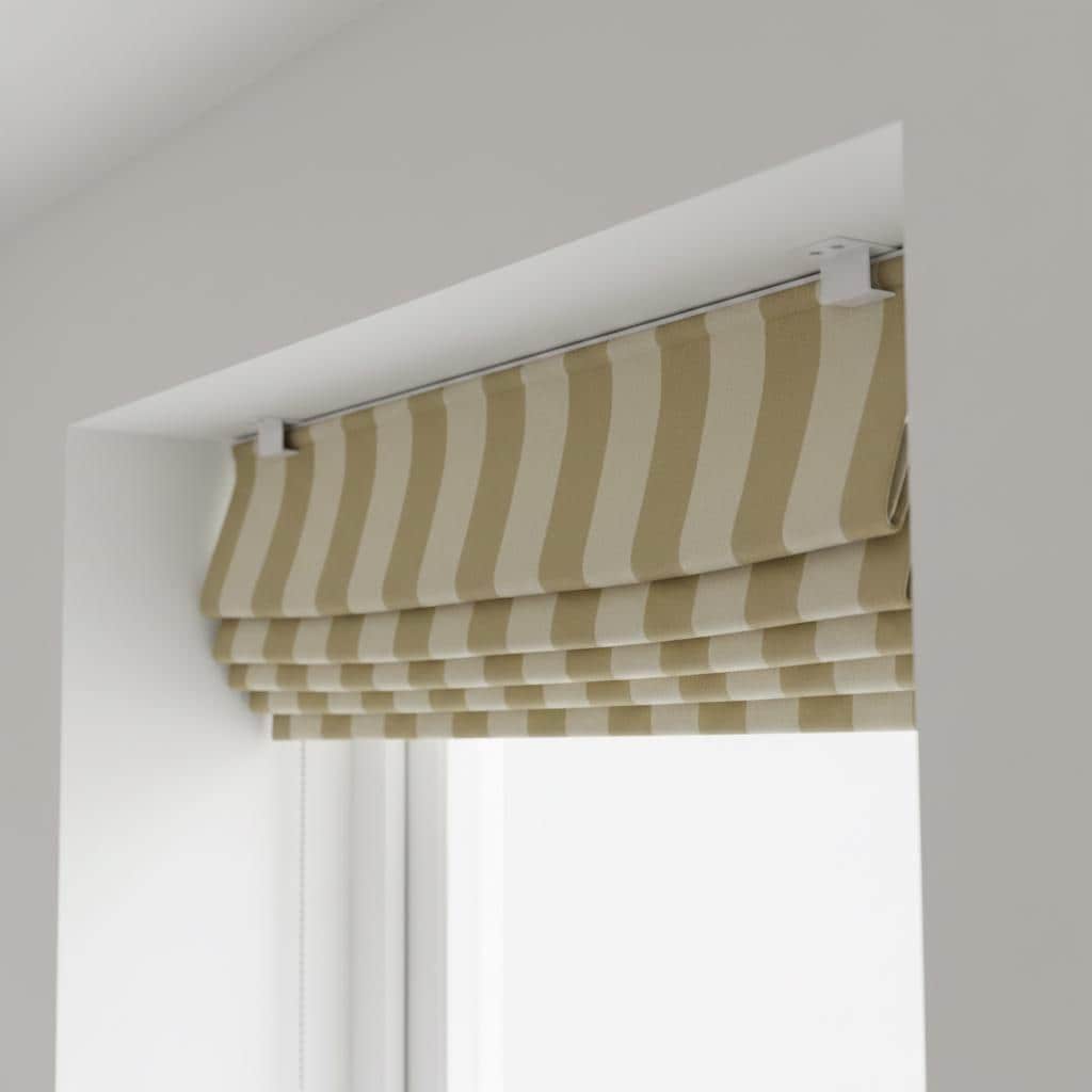 Beige Striped Velvet Roman Shade, Custom Window Blind, Blackout or Light Filtering — image 3