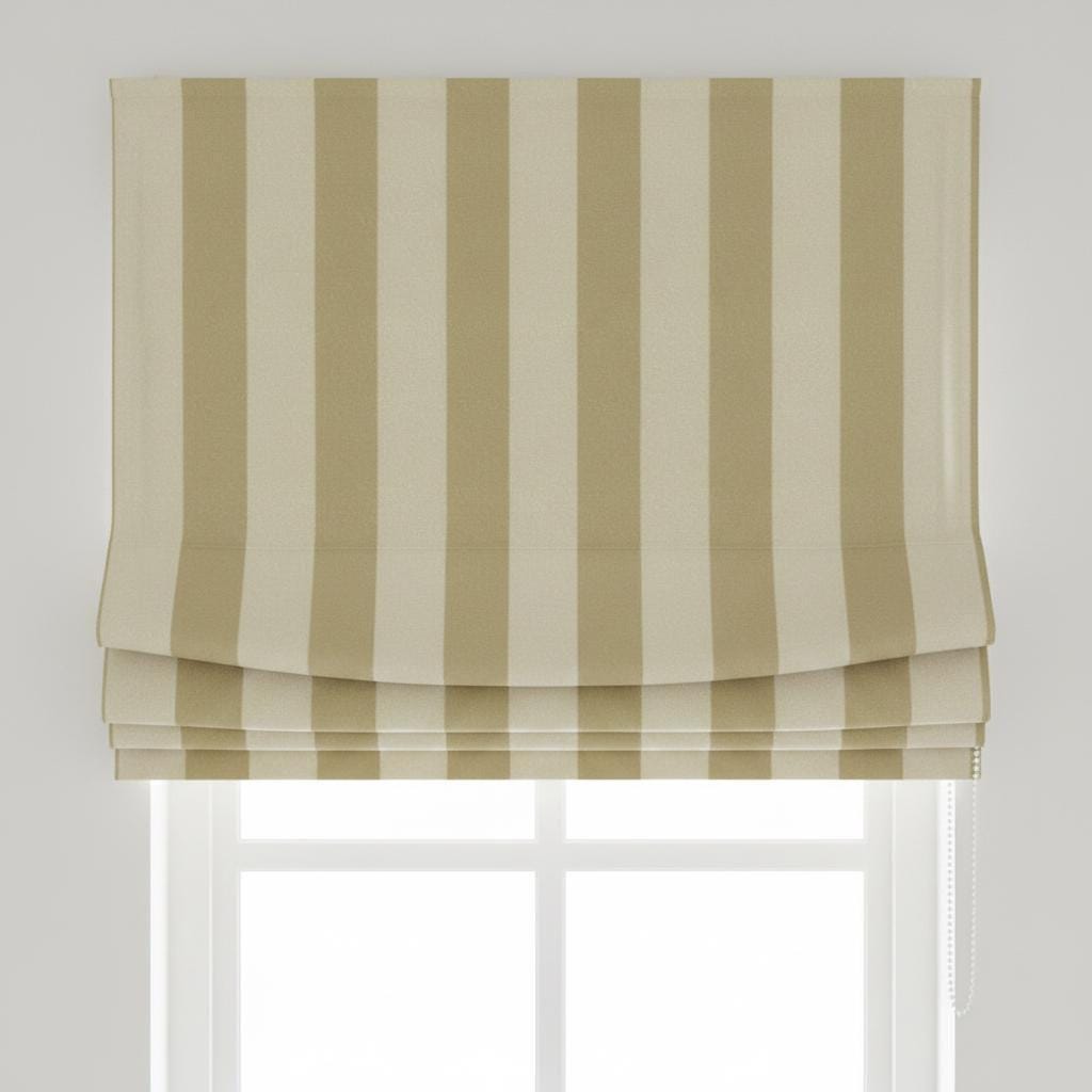 Beige Striped Velvet Roman Shade, Custom Window Blind, Blackout or Light Filtering — image 6