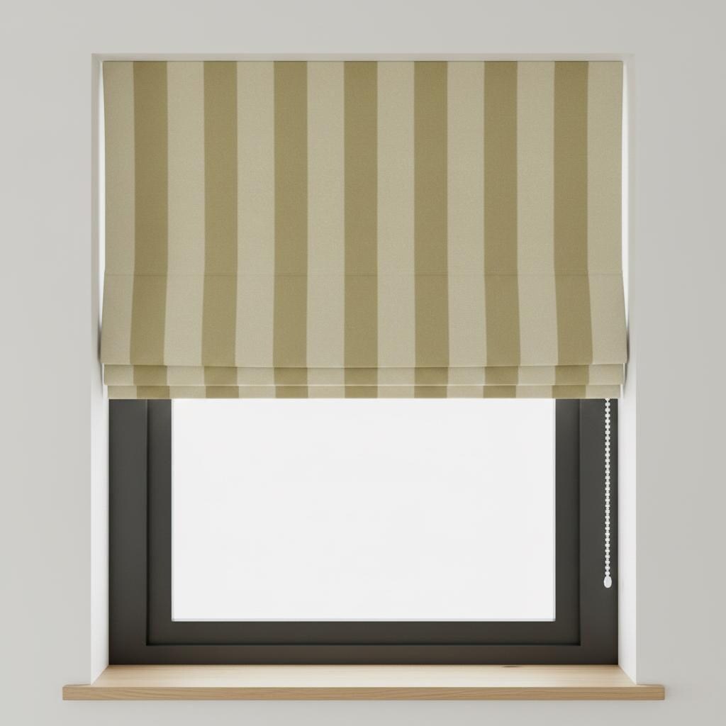 Beige Striped Velvet Roman Shade, Custom Window Blind, Blackout or Light Filtering — image 7