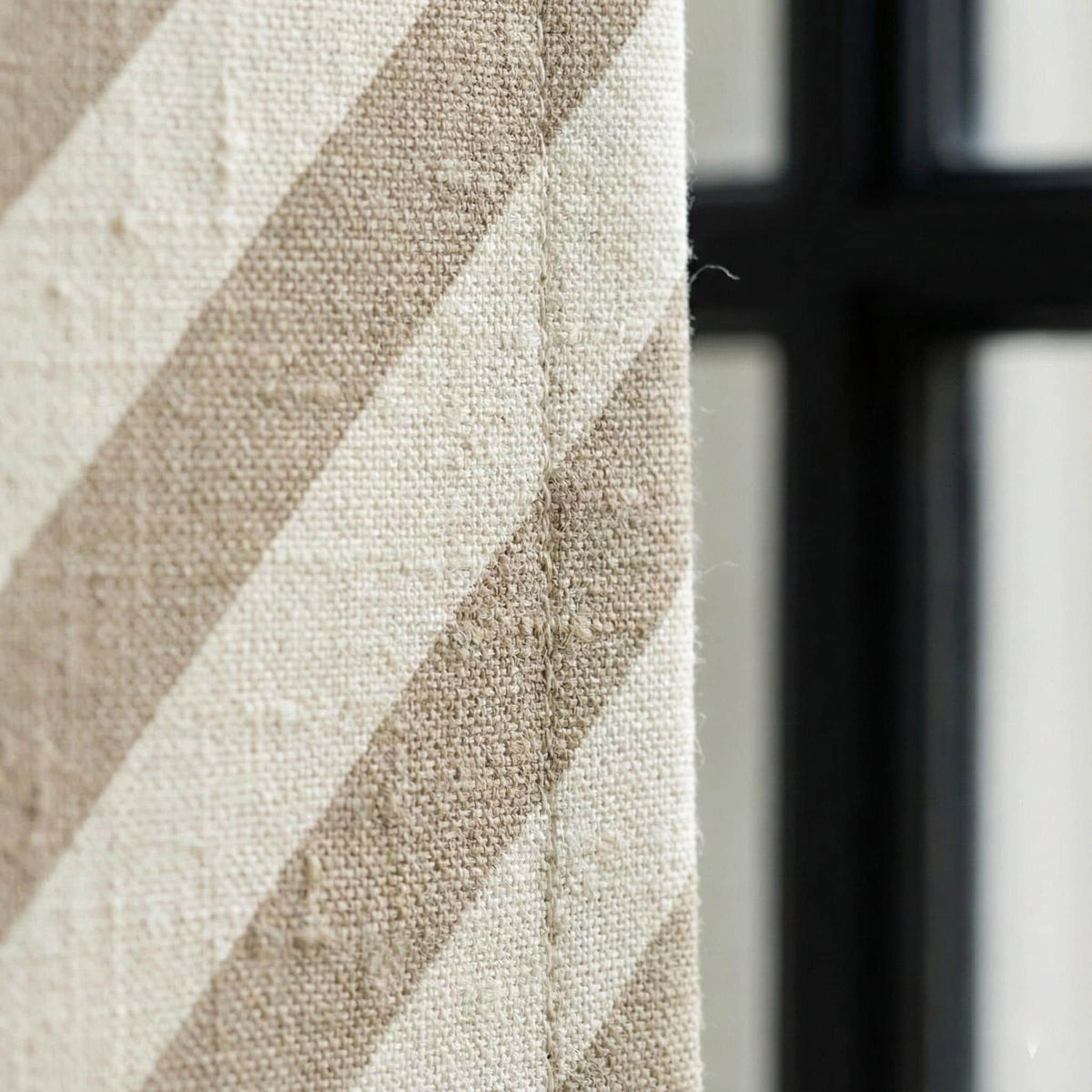 Diagonal Stripe Linen Roman Shade, Custom Taupe Beige Window Blind — image 7