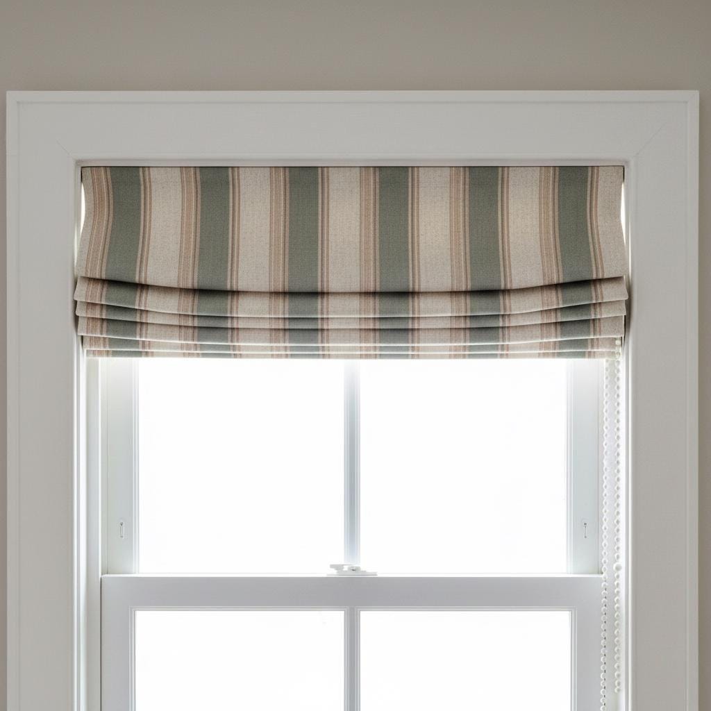 Roman Shade: Organic Linen Farmhouse Stripe - Blackout or Light Filtering — image 3