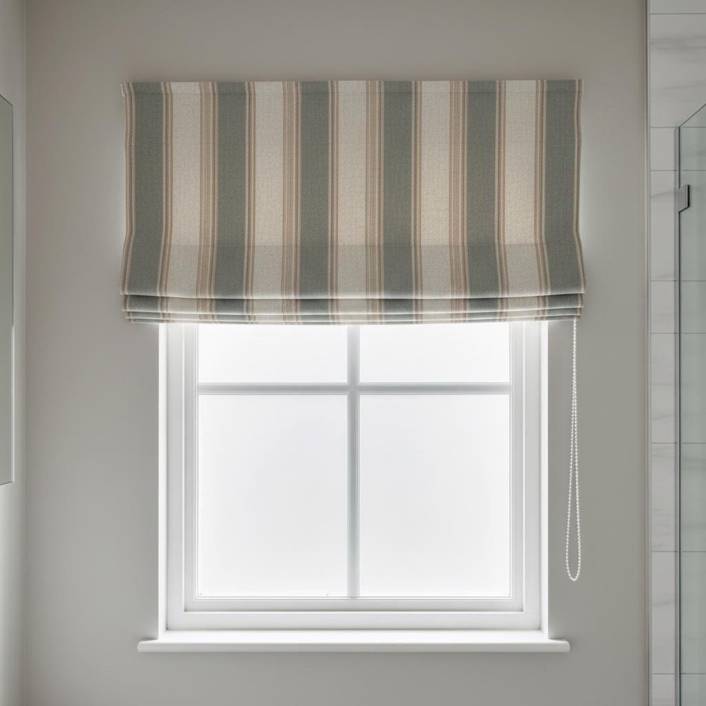 Roman Shade: Organic Linen Farmhouse Stripe - Blackout or Light Filtering — image 5