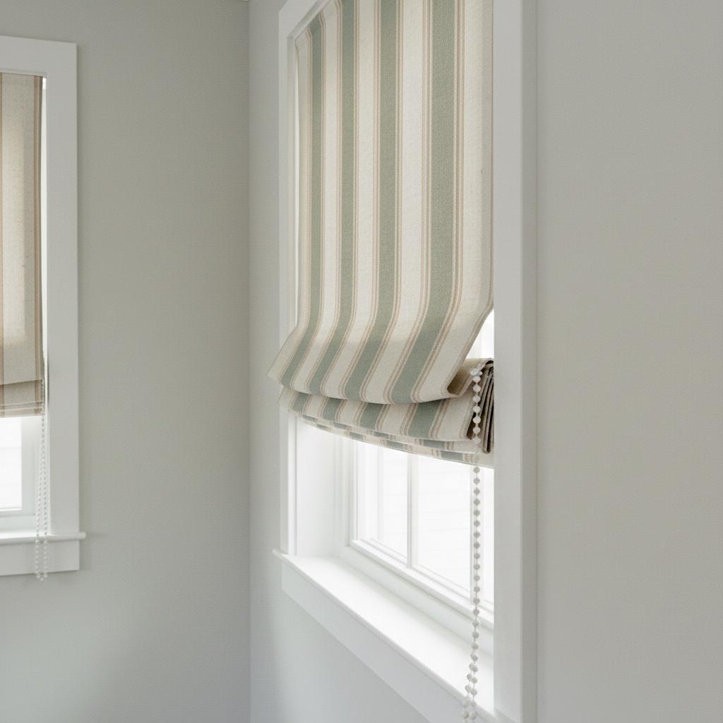 Roman Shade: Organic Linen Farmhouse Stripe - Blackout or Light Filtering — image 6