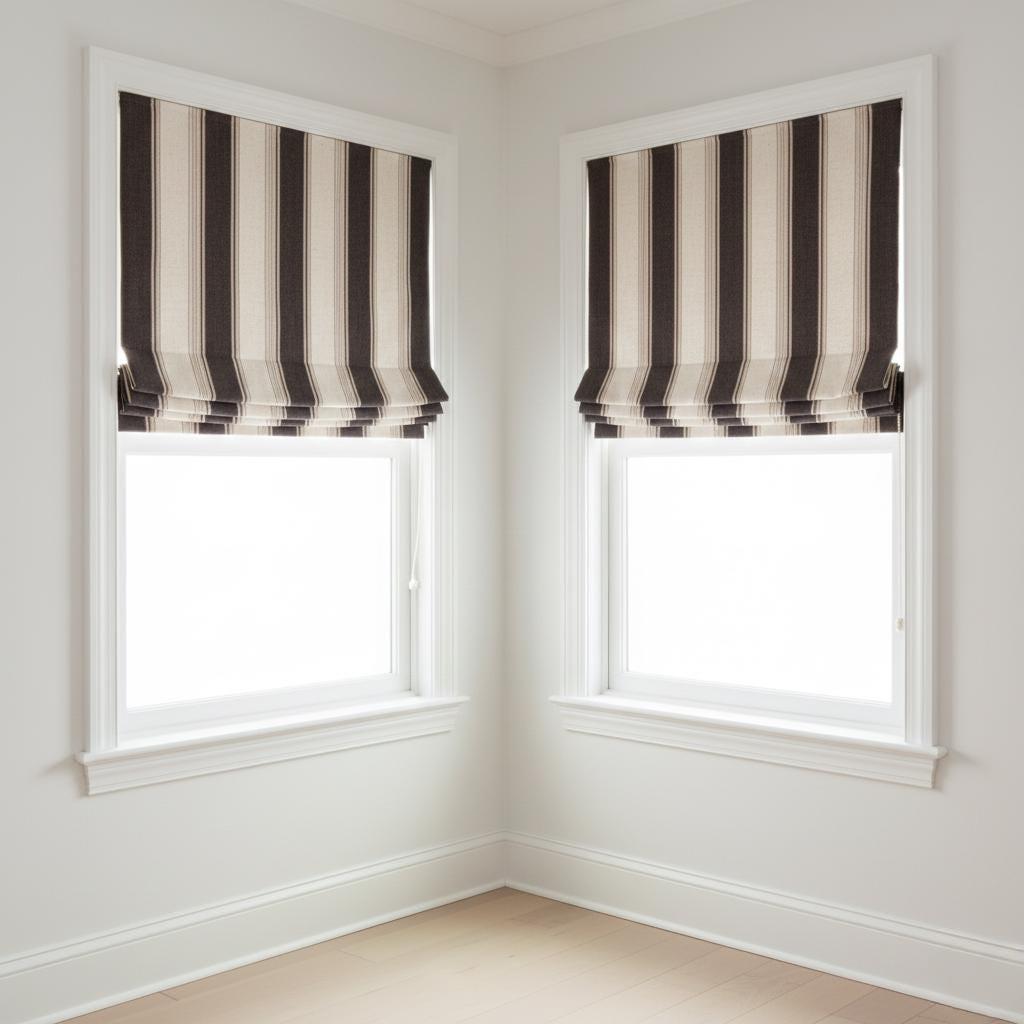 Farmhouse Stripe Roman Shade: Organic Linen, Blackout Option — image 3