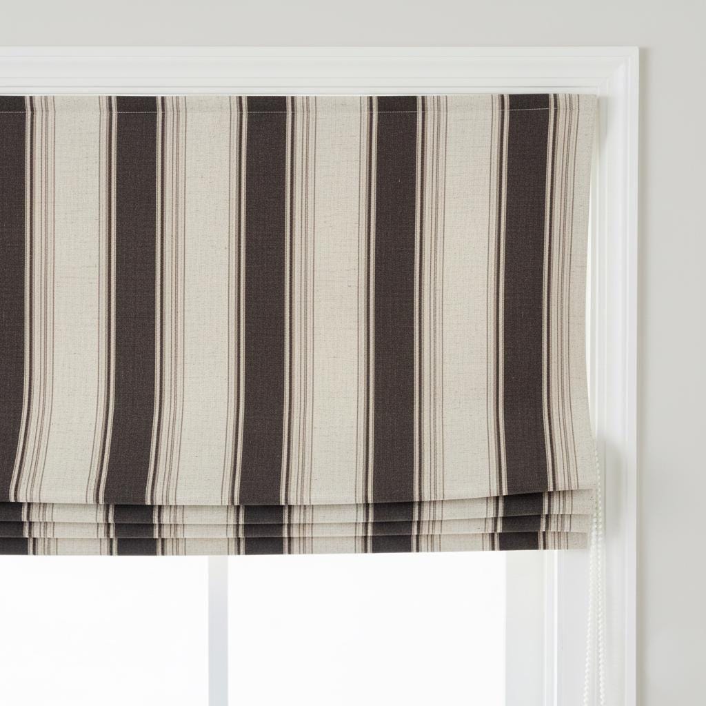 Farmhouse Stripe Roman Shade: Organic Linen, Blackout Option — image 6