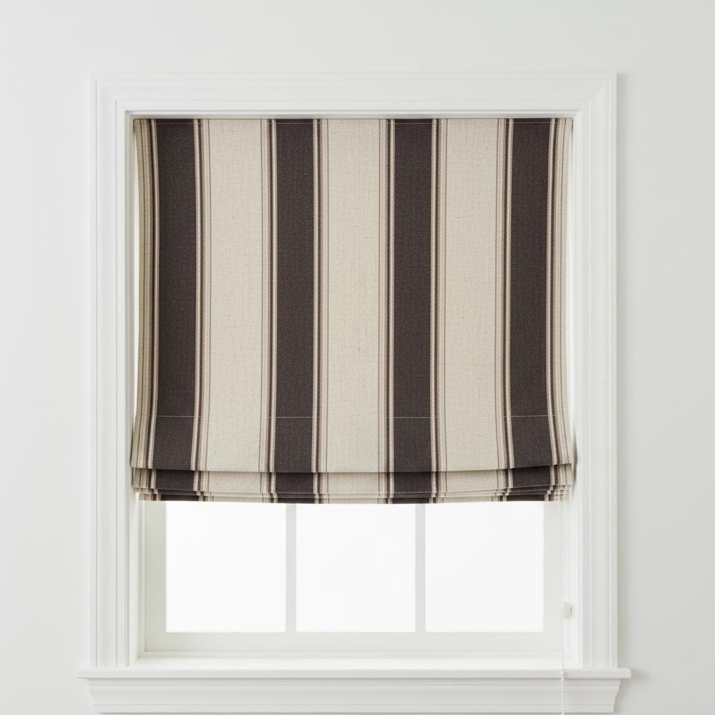 Farmhouse Stripe Roman Shade: Organic Linen, Blackout Option — image 7