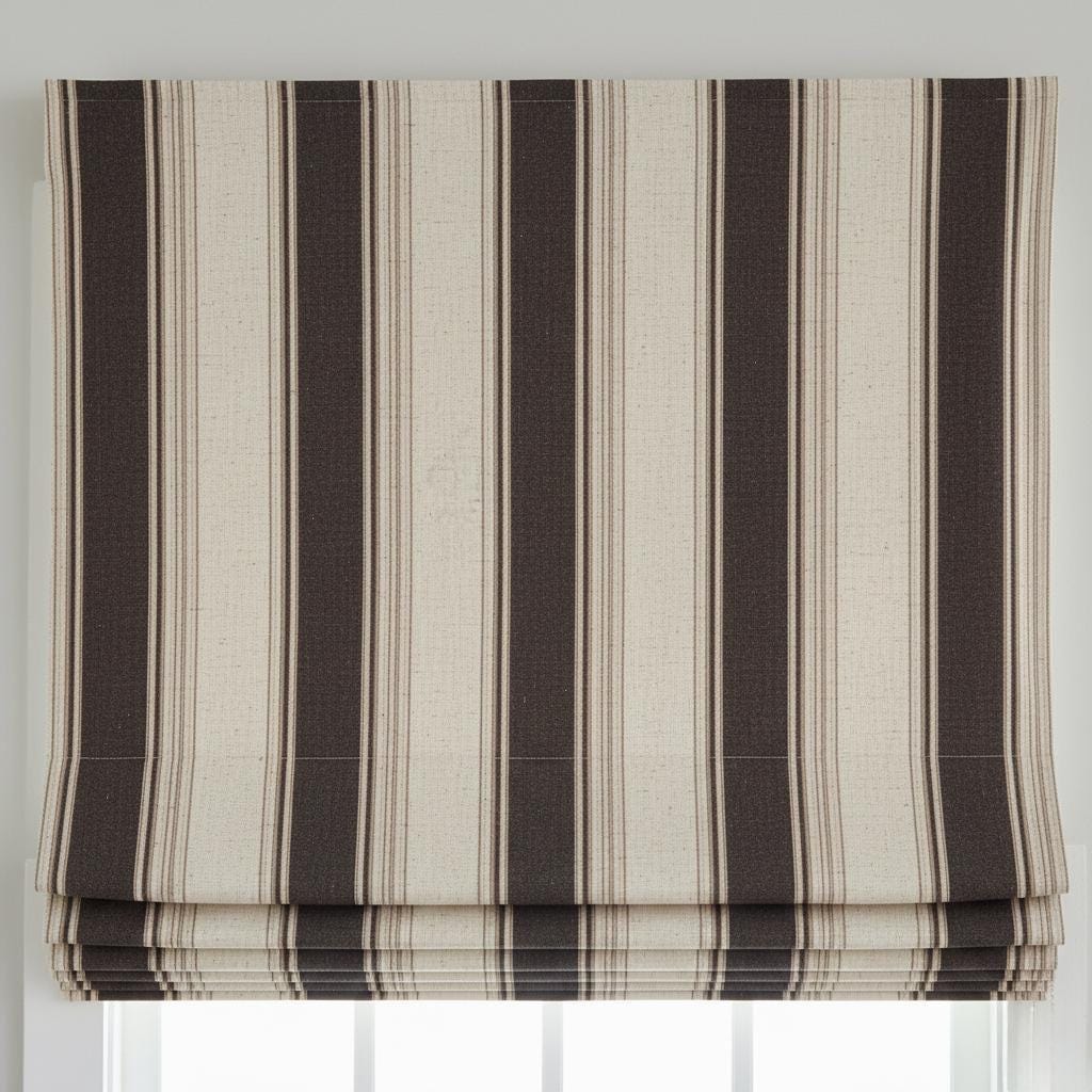 Farmhouse Stripe Roman Shade: Organic Linen, Blackout Option — image 10