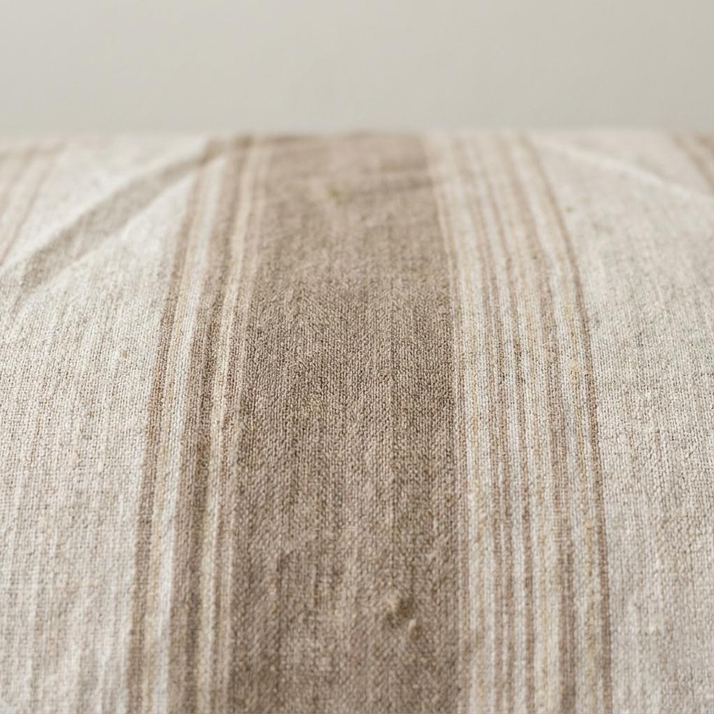 Custom Farmhouse Stripe Roman Shade: Organic Linen, Taupe & Beige — image 10