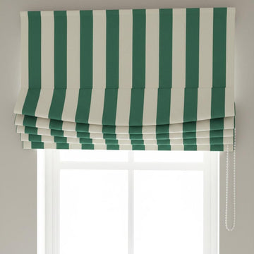 Emerald Green Striped Velvet Roman Shade - Custom Blackout Nursery Window Blind — image 1