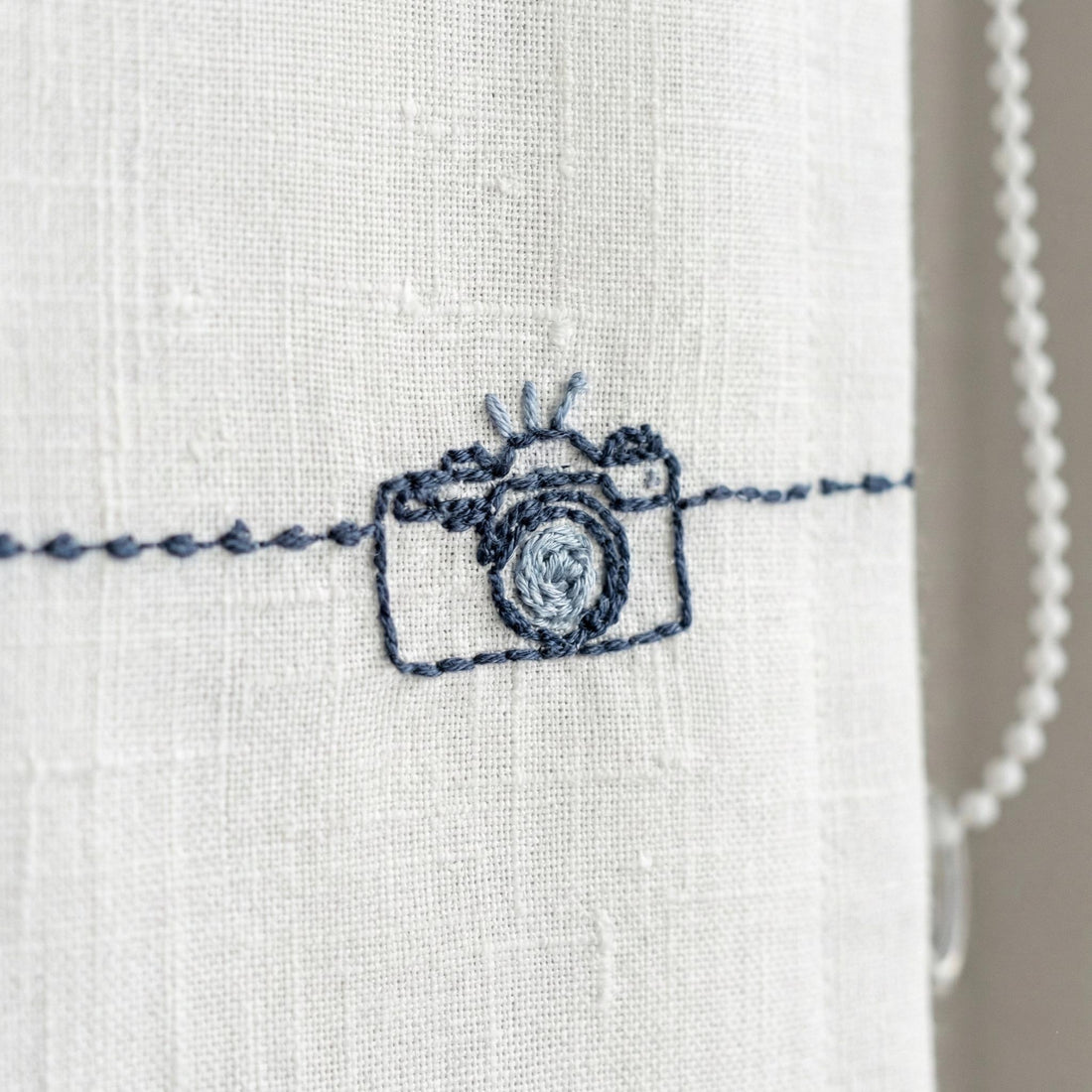 Paris Embroidered Linen Roman Shade, Bonjour Nursery Blind, Custom Corded Shade — image 1