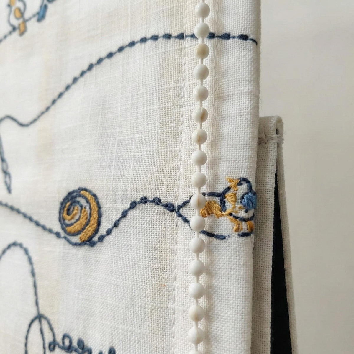 Paris Embroidered Linen Roman Shade, Bonjour Nursery Blind, Custom Corded Shade — image 5
