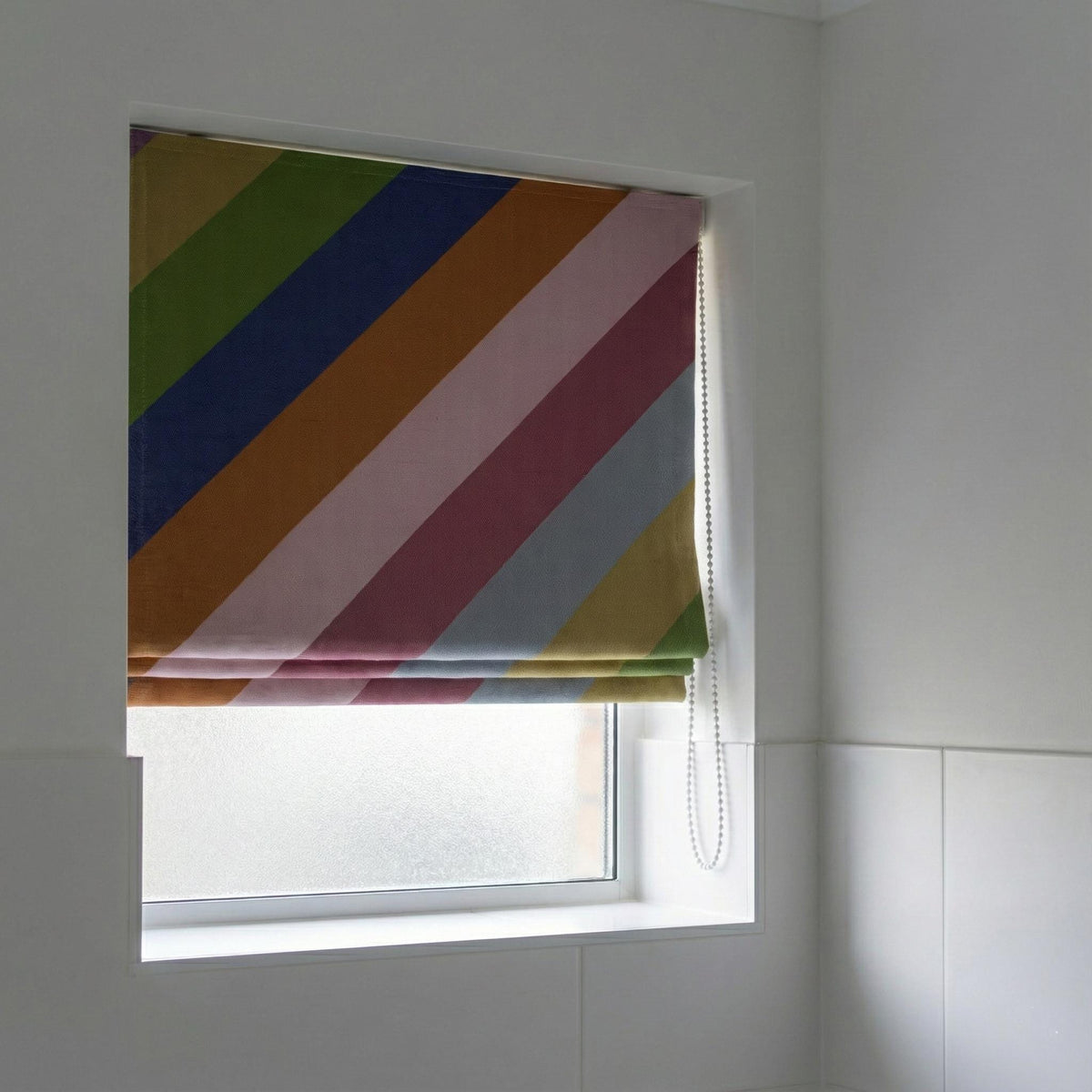 Rainbow Stripe Linen Roman Shade, Corded Nursery Blind, OEKO-TEX — image 8
