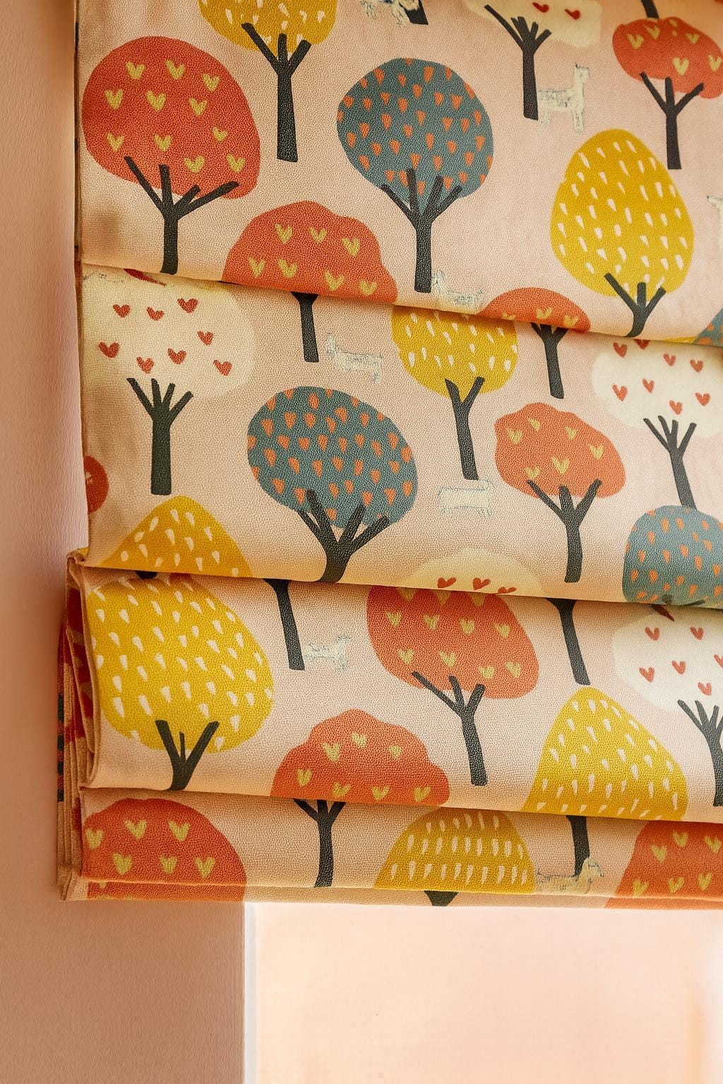 Forest Animals Roman Shade: Organic Cotton Nursery Window Blind (Custom Size) — image 3