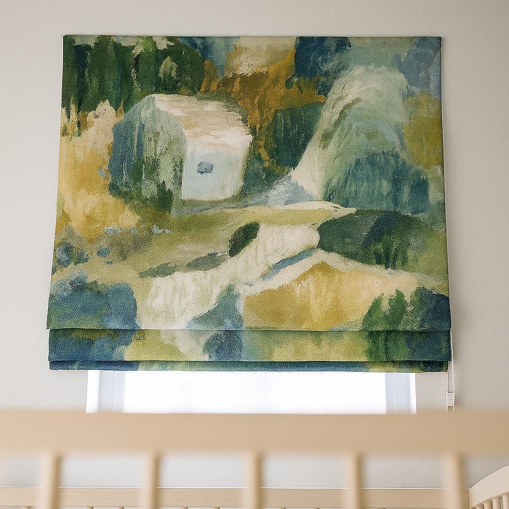 Roman Shade: Watercolor Linen Nursery Blind (Child-Safe Corded, Custom) — image 7