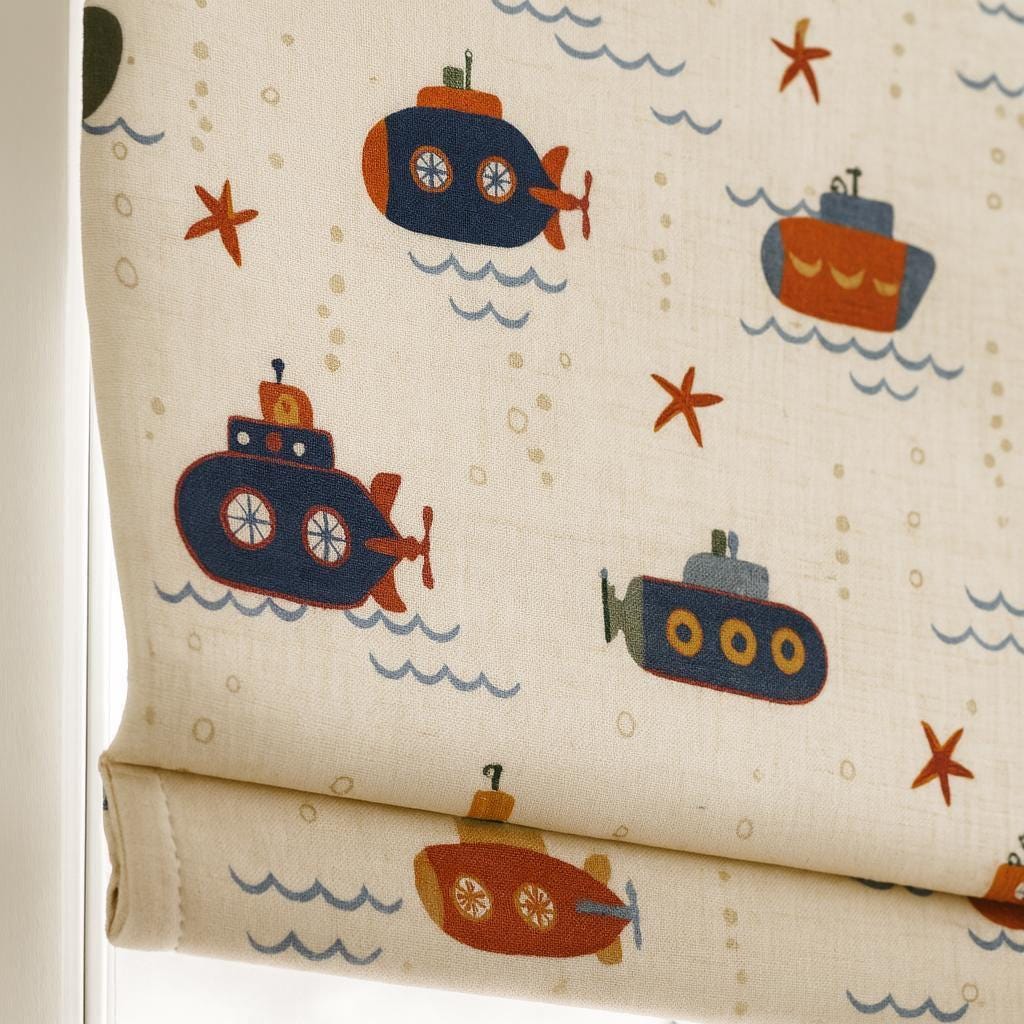 Submarine Roman Shade for Kids - Thick Organic Cotton, Custom Size — image 2