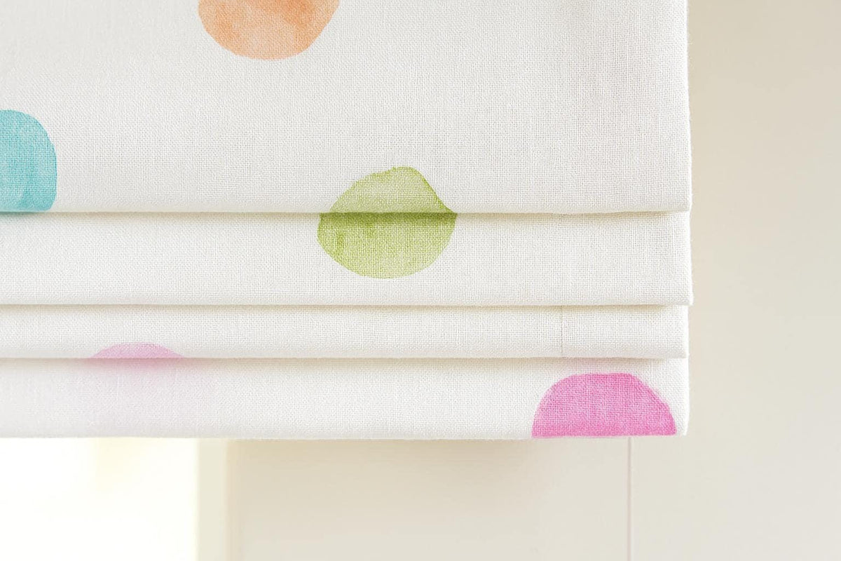 Roman Shade: Watercolor Polka Dot Linen - Custom Kids Nursery Blind — image 3