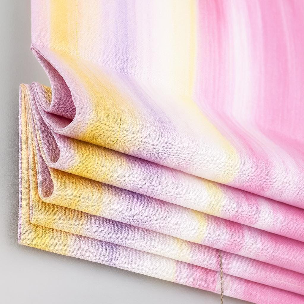 Kids Nursery Roman Shade, Watercolor Pastel Stripes (Organic Linen) — image 5