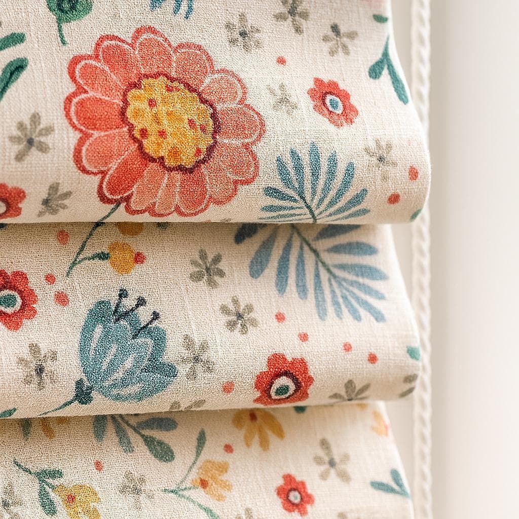 Boho Floral Roman Shade: Organic Linen, Kids Nursery Window — image 1