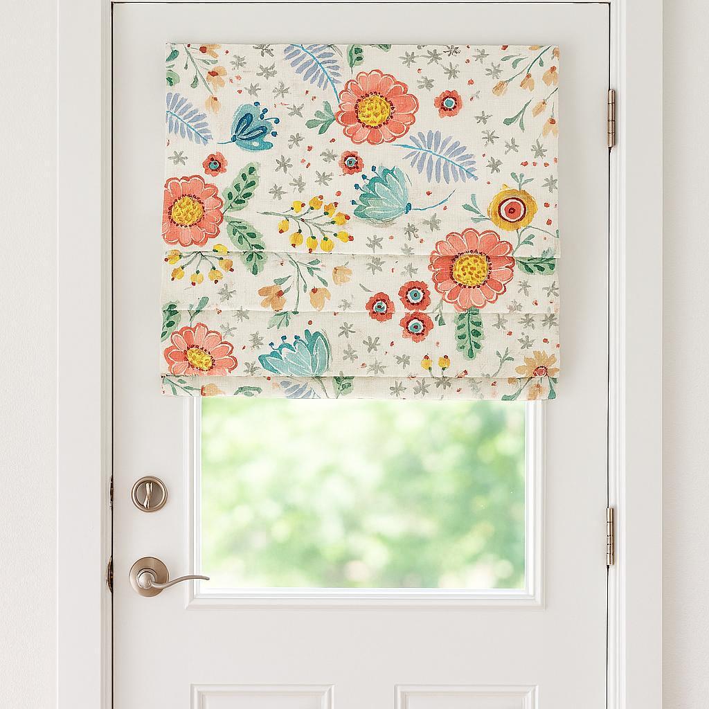 Boho Floral Roman Shade: Organic Linen, Kids Nursery Window — image 2