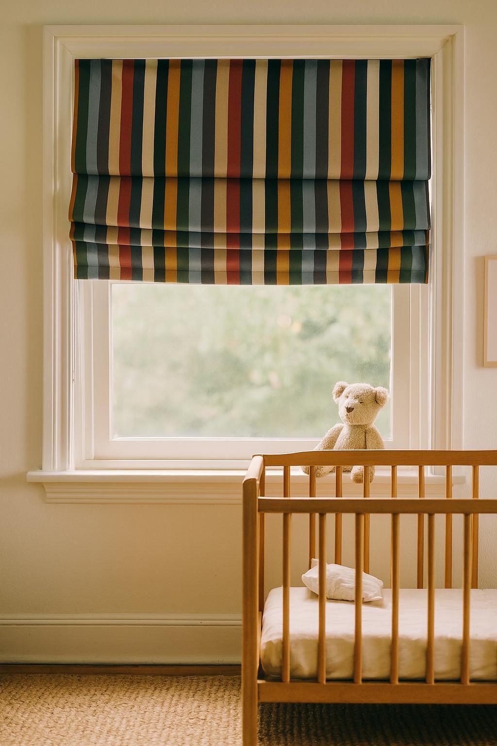 Striped Organic Cotton Roman Shade: Blackout or Light Filtering — image 4