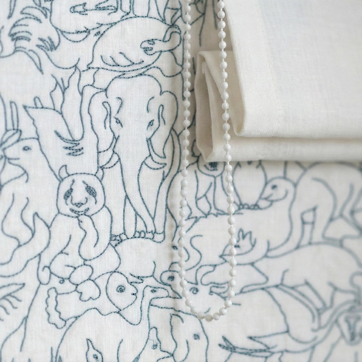 Roman Shade: Organic Linen with Playful Animal Embroidery (Made to Size) — image 8