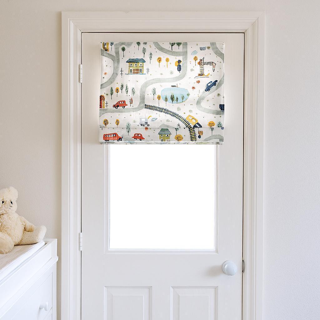 Kids Roman Shade, Organic Linen, City Map Print (Custom Size, Blackout or Light) — image 4