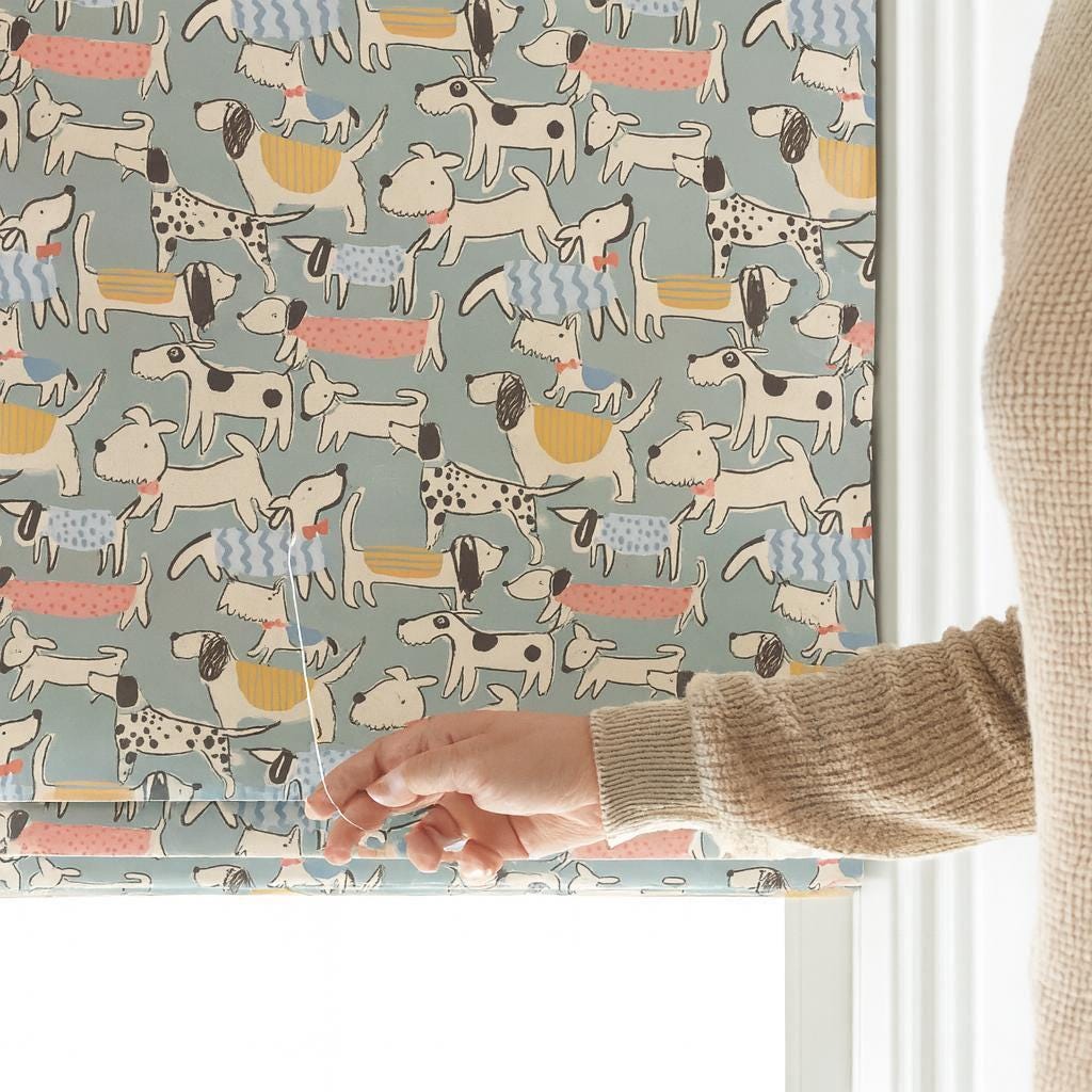 Kids' Roman Shade, Dog Print, Organic Cotton (Blackout or Light-Filter) — image 4