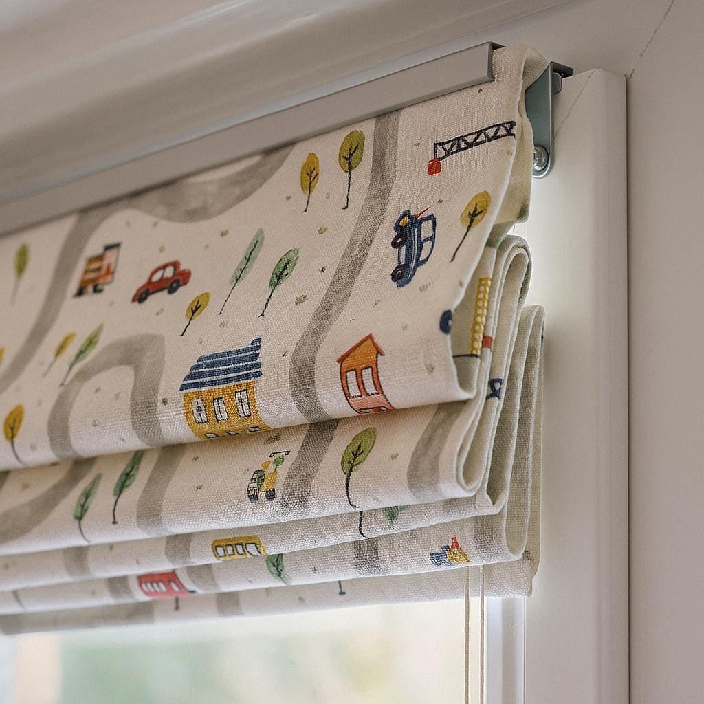 Kids Roman Shade, Organic Linen, City Map Print (Custom Size, Blackout or Light) — image 7
