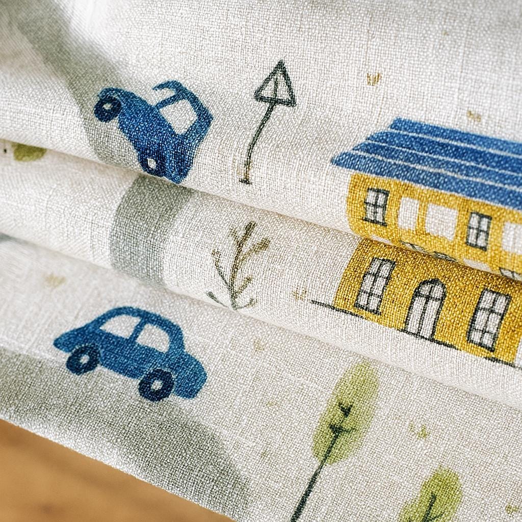 Kids Roman Shade, Organic Linen, City Map Print (Custom Size, Blackout or Light) — image 8