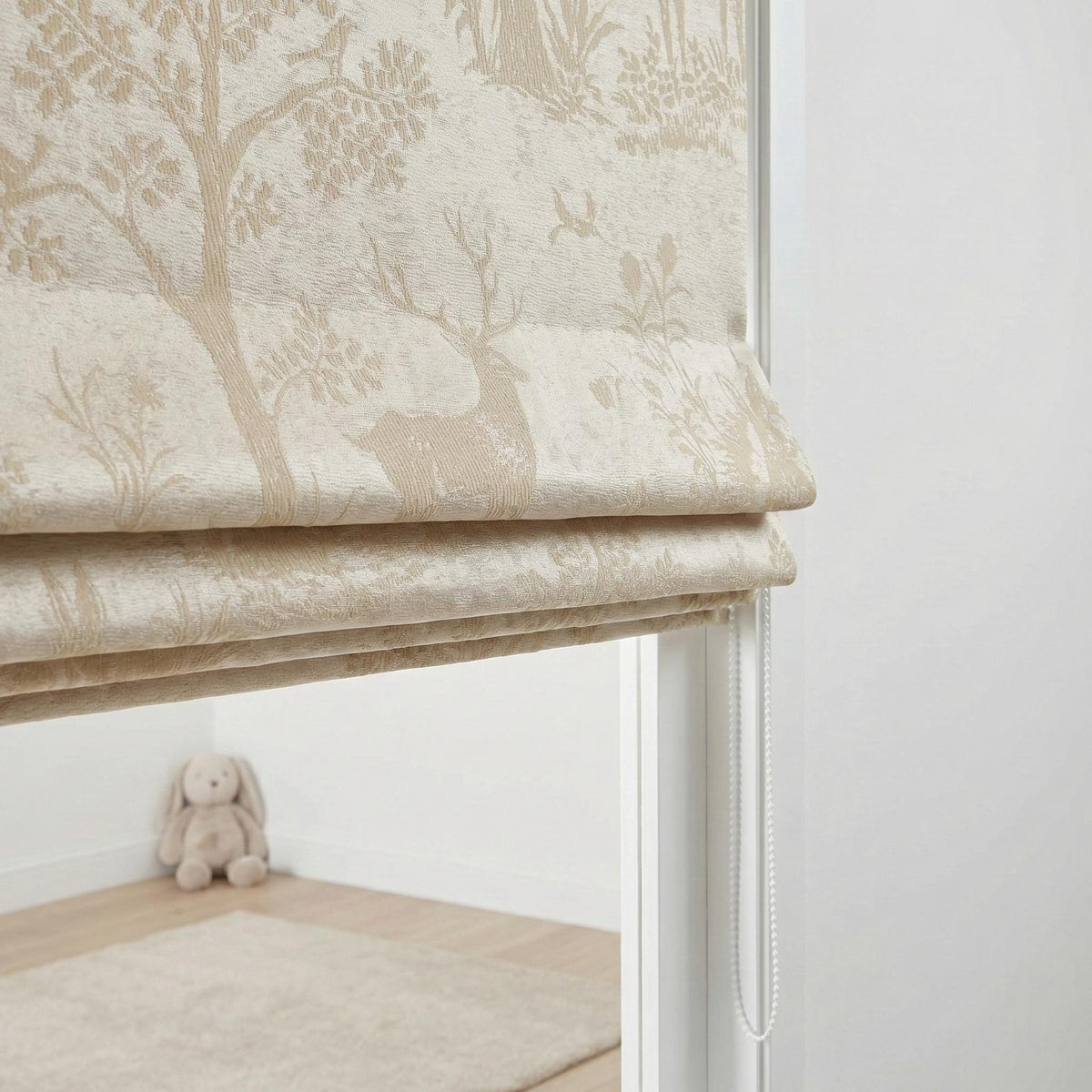 Nursery Roman Shade, Organic Linen, Beige Woodland Deer (Light-Filtering or Blackout) — image 10